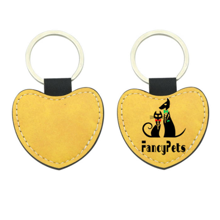 Full-Color Heart Leather Keychain - Promo Direct Now