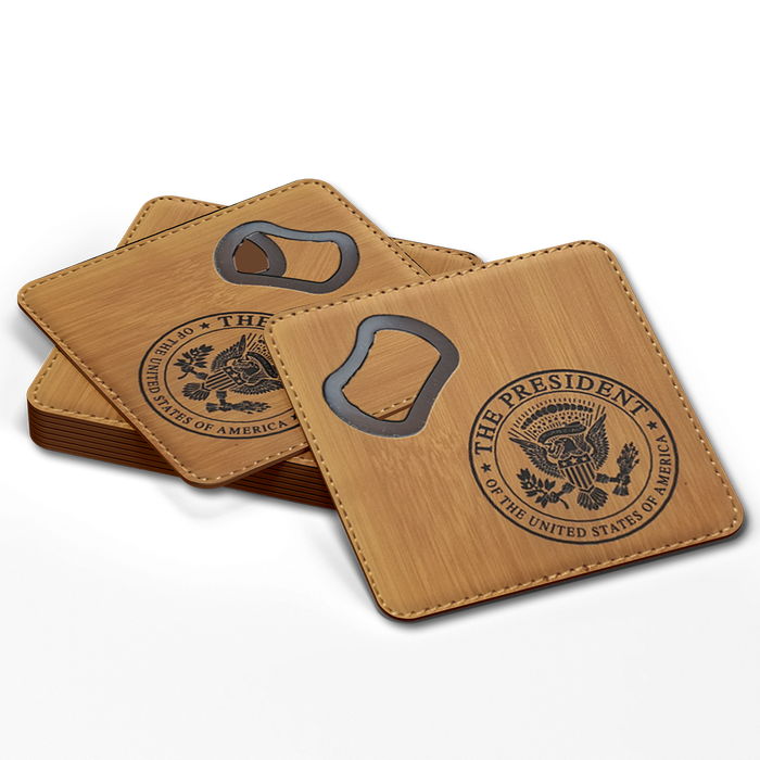 Leather Bottle Opener Coasters - Promo Direct Now