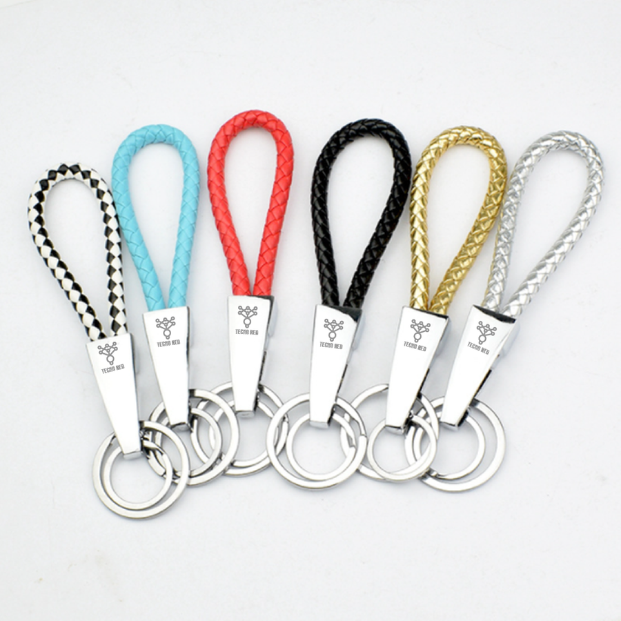 Braided Leather & Metal Keychain - Promo Direct Now