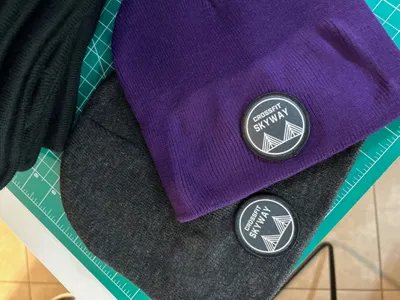 Sublimated Patches - Just what my customer was looking to give at their Fall Brawl CrossFit competition - custom cuffed beanies with their logo My first time using Custom Patch Factory and it wont be my last Super easy to order quick turnaround gives our small business peace of mind Thanks