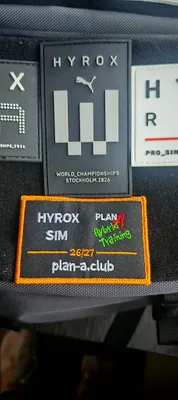 Embroidered Patches - Hyrox SIM - Winners Badge in prime placing next to World Championship Patch
