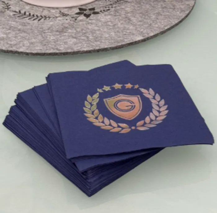 CustomApronsNow.Com - Custom Foil Stamped Beverage Napkin