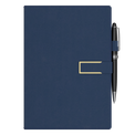 Leather Notebook with Pen Blue