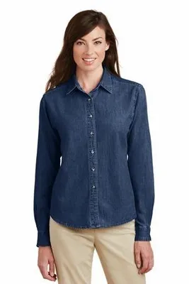 Port & Company Women's Long Sleeve Value Denim Shirt. LSP10