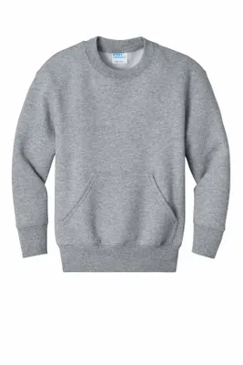 Port & Co Youth Core Fleece Crewneck Pocket Sweatshirt PC78YPKT