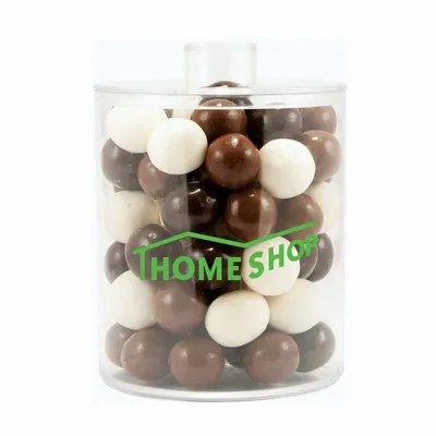 Cylinder Acrylic Gift Jars - Malt Balls - Custom Aprons Now