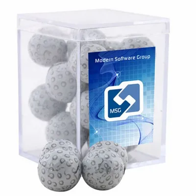 Acrylic Box with Chocolate Golf Balls - Small - Custom Aprons Now