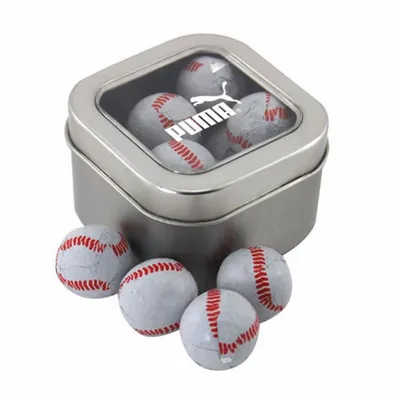 Window Tin with Chocolate Baseballs - SBF2500 - Custom Aprons Now