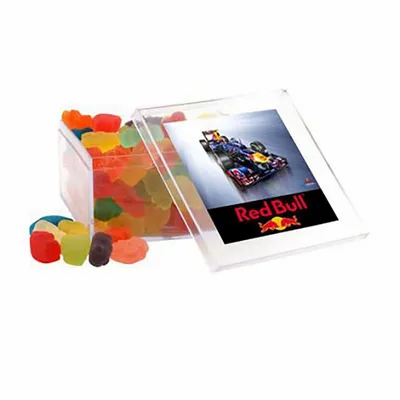Clever Candy Large Square Acrylic Candy Box with Gummy Bears - Custom Aprons Now