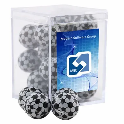 Acrylic Box with Chocolate Soccer Balls - Small - Custom Aprons Now