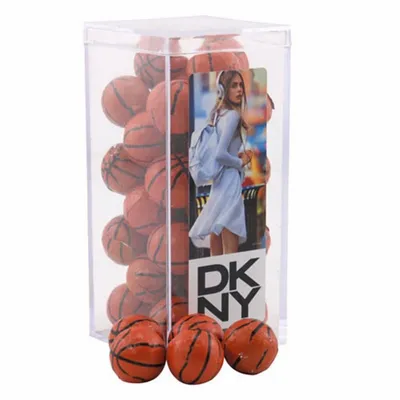 Acrylic Box with Chocolate Basketballs - Medium - Custom Aprons Now