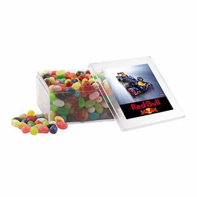 Large Square Acrylic Candy Box with Jelly Belly - Custom Aprons Now