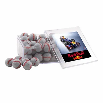 Acrylic Box with Chocolate Baseballs - Large - Custom Aprons Now