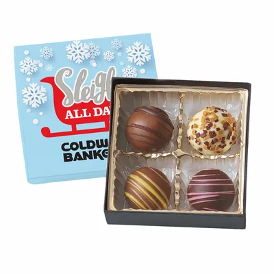 Truffle Gift Box Full Color Lid with 4 Truffles - Custom Aprons Now