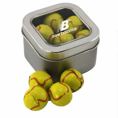 Window Tin with Chocolate Tennis Balls - SBF2500 - Custom Aprons Now