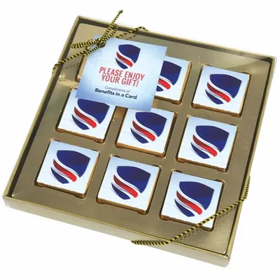 Nine Piece Chocolate Foiled Square Gift Box - Custom Aprons Now
