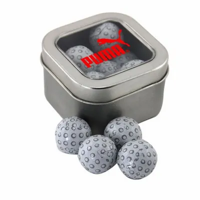 Window Tin with Chocolate Golf Balls - SBF2500 - Custom Aprons Now