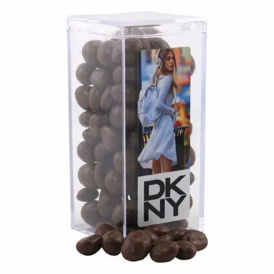 Acrylic Box with Chocolate Covered Peanuts - Medium - Custom Aprons Now