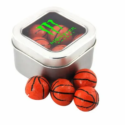 Window Tin with Chocolate Basketballs - SBF2500 - Custom Aprons Now