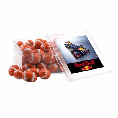 Acrylic Box with Chocolate Footballs - Large - Custom Aprons Now
