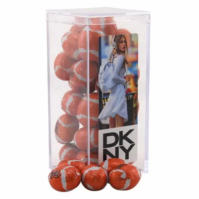 Acrylic Box with Chocolate Footballs - Medium - Custom Aprons Now
