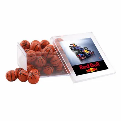 Acrylic Box with Chocolate Basketballs - Large - Custom Aprons Now
