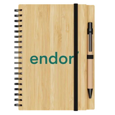 Small Engraved Bamboo Notebook & Pen