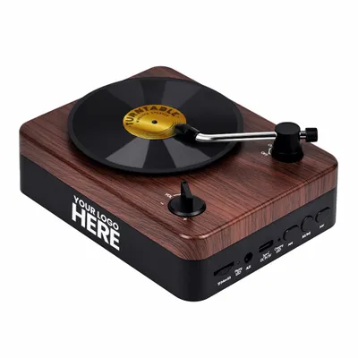 Turntable Wireless Speakers with Custom Record Envelope and Custom Sleeve