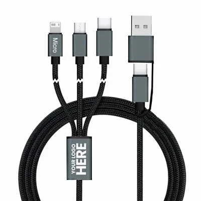Connect Reach 5ft 3-in-1 Braided Charging Cables with Type-C Input