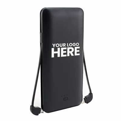 Charge All 10k - 10,000 mAh Power Banks with Integrated Charging Cables and AC Plug