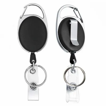 Solid Black and Steel Reel Keychain Solid Black and Steel Reel Keychain - Custom Aprons Now