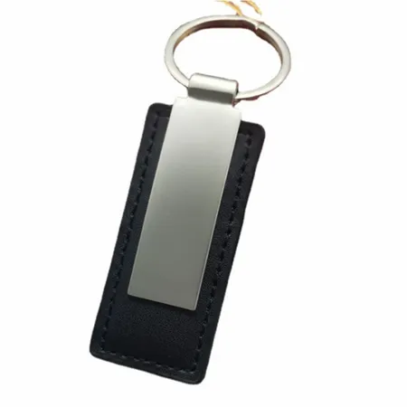 Rectangle Leather & Metal Keychain Rectangle Leather & Metal Keychain - Table Covers Now