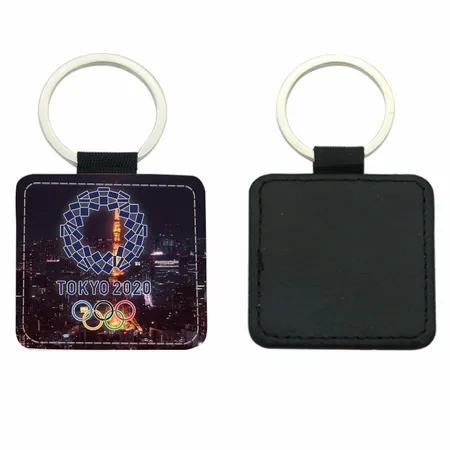 Square Leather Keychain Square Leather Keychain - Custom Aprons Now