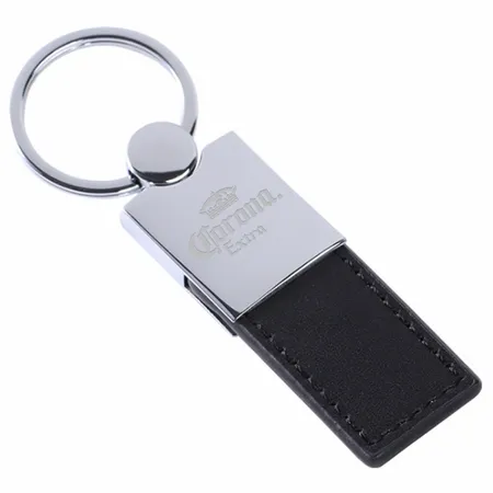 Polished Metal & Leather Keychain Polished Metal & Leather Keychain - Custom Aprons Now