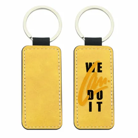 Full-Color Rectangle Leather Keychain Full-Color Rectangle Leather Keychain - Custom Aprons Now