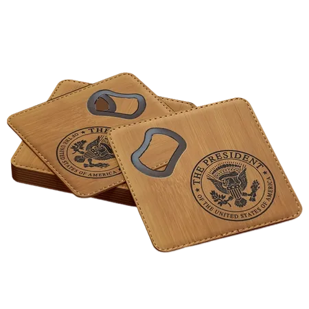 Leather Bottle Opener Coaster - Custom Aprons Now