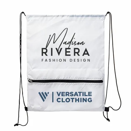 Zip Pocket Drawstring Bag Zip Pocket Drawstring Bag - Custom Aprons Now