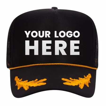 Otto 39-162 5-Panel High Crown Foam Trucker Hat - Black/Gold with Oak Leaves Otto 39-162 5-Panel High Crown Foam Trucker Hat - Black/Gold with Oak Leaves - Table Covers Now