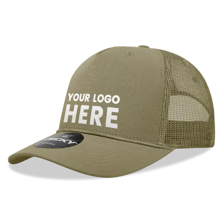 Decky 6040 - 5 Panel Mid Profile Structured Cotton/Poly Blend Trucker w/Rope - Custom Aprons Now
