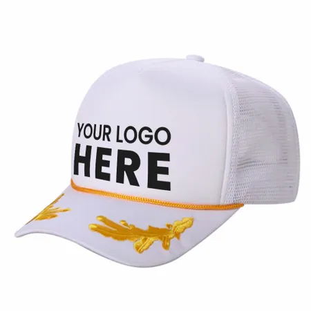 Unbranded Captain Military Foam Trucker Hat with Gold Leaf Unbranded Captain Military Foam Trucker Hat with Gold Leaf - Table Covers Now