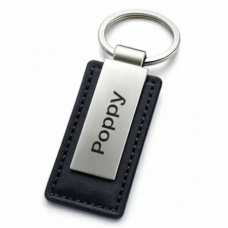 Rectangle Leather & Metal Keychain - Table Covers Now
