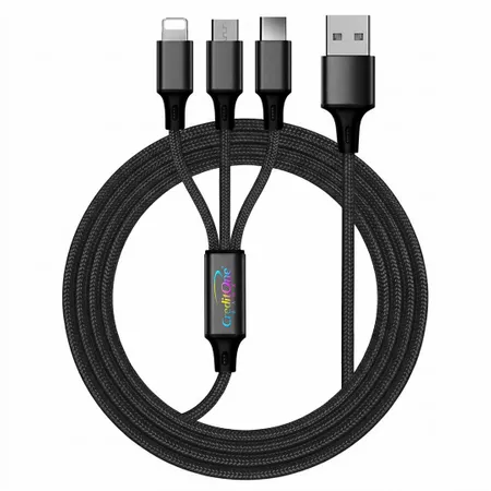 Nylon Braided 3-in-1 Charging Cables - Custom Aprons Now