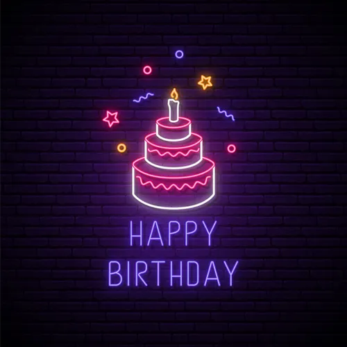 Happy Birthday with Cake Neon Sign - Custom Aprons Now