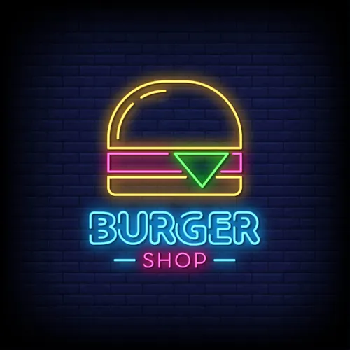 Burger Shop Neon Sign - Custom Aprons Now