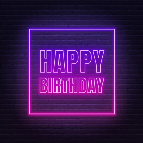 Happy Birthday Framed Neon Sign - Custom Aprons Now