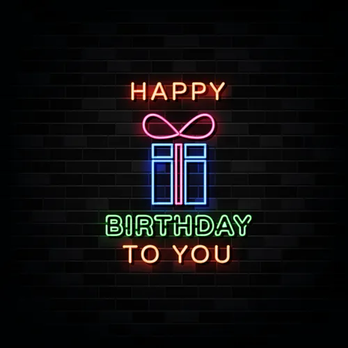 Happy Birthday To You with Gift Neon Sign - Custom Aprons Now