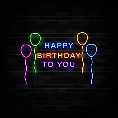 Happy Birthday To You with Balloons Neon Sign - Custom Aprons Now