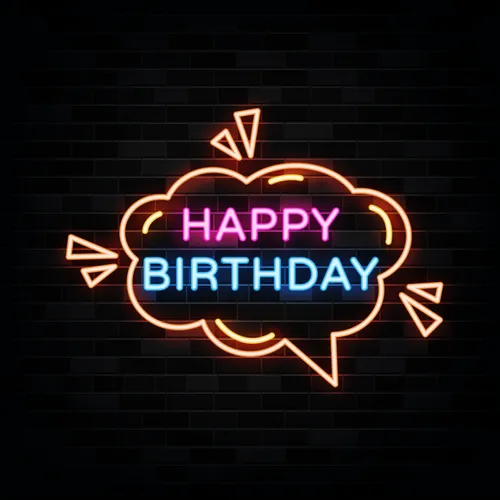 Happy Birthday in Bubble Thought Neon Sign - Custom Aprons Now