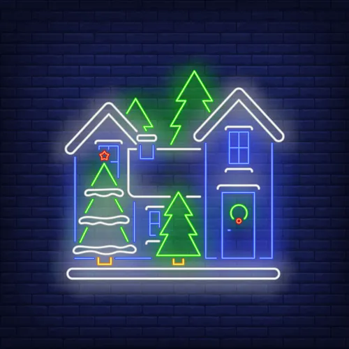 Christmas House Neon Sign - Custom Aprons Now