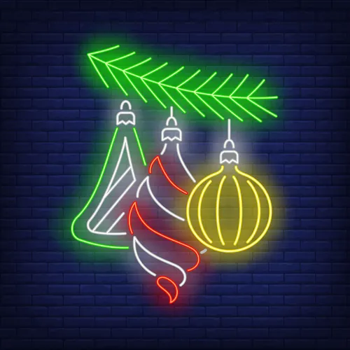 Christmas Baubles Fir Tree Branch Neon Sign - Custom Aprons Now